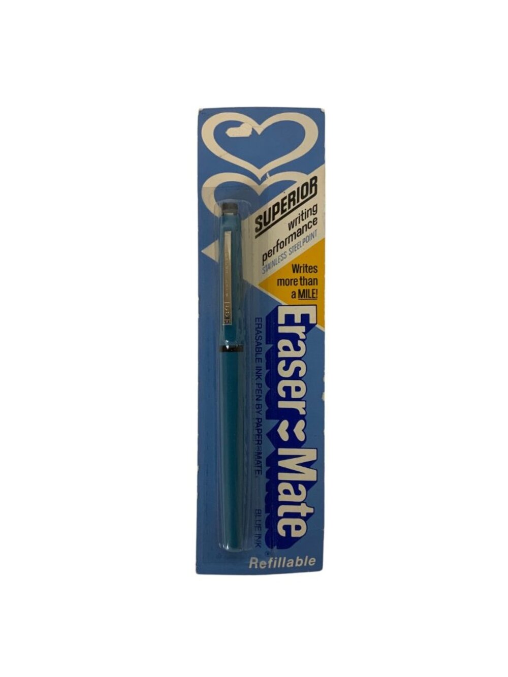 Vintage PaperMate Eraser Mate Refillable Erasable Blue Ink Pen 1983